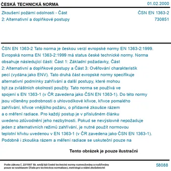 ČSN EN 1363-2 - Zkoušení požární odolnosti - Část 2: Alternativní a doplňkové postupy - Tisk
