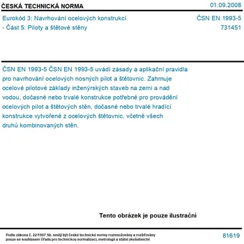 ČSN EN 1993-5 - Eurokód 3: Navrhování ocelových konstrukcí - Část 5: Piloty a štětové stěny - Tisk