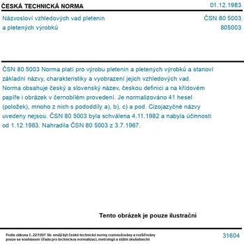 ČSN 80 5003 - Názvosloví vzhledových vad pletenin a pletených výrobků - Tisk