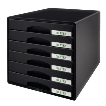 Archivační box Zásuvkový box Leitz Plus, černý, 6 zásuvek