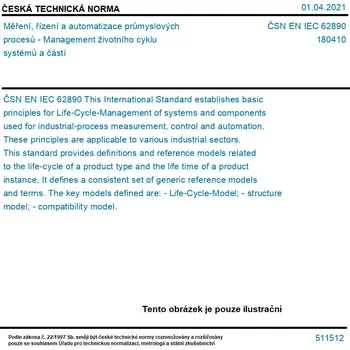 ČSN EN IEC 62890 - Měření, řízení a automatizace průmyslových procesů - Management životního cyklu systémů a částí - Tisk