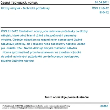 ČSN 91 0412 - Úložný nábytek - Technické požadavky - Tisk