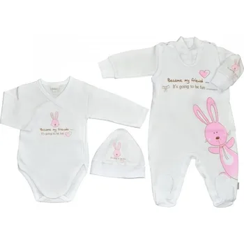 Kojenecká souprava G-baby 4-dílná soupravička do porodnice Loving bunny Růžová/bílá, vel.56