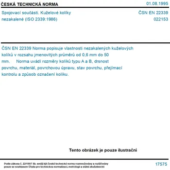 ČSN EN 22339 - Spojovací součásti. Kuželové kolíky nezakalené (ISO 2339:1986) - Tisk