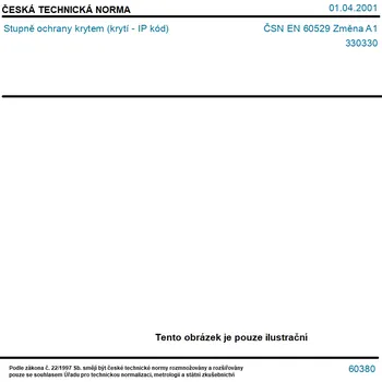 ČSN EN 60529 Změna A1 - Stupně ochrany krytem (krytí - IP kód) - Tisk
