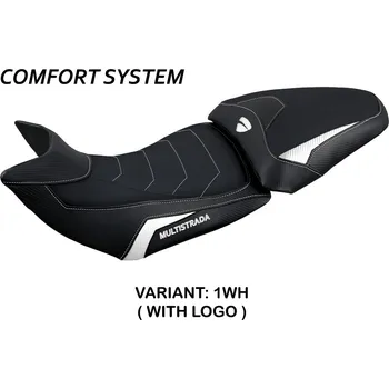 Moto sedlo TPZ Italia Potah sedla Ducati Multistrada 1200 / 1260 (15-20) Jazan comfort model potah sedla: bez loga 1WH (white)