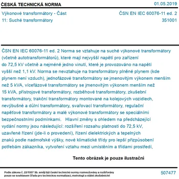 ČSN EN IEC 60076-11 ed. 2 - Výkonové transformátory - Část 11: Suché transformátory - Tisk