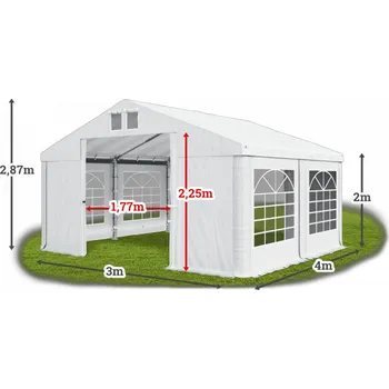 Zahradní stavba Párty stan 3x4x2m střecha PVC 560g/m2 boky PVC 500g/m2 konstrukce LÉTO Zelená Šedá Šedá