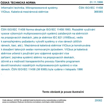ČSN ISO/IEC 11458 - Informační technika. Mikroprocesorové systémy. VICbus. Kabelová mezirámová sběrnice - Tisk