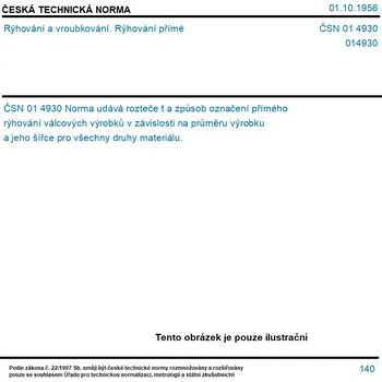ČSN 01 4930 - Rýhování a vroubkování. Rýhování přímé - Tisk