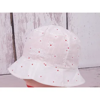 Kšiltovka DRÁČE Klobouček klobouk Hawai 70 lehký letní bílý s kvítky velikost čepic: 54-56cm (7-14 let, RDX vel. 6)