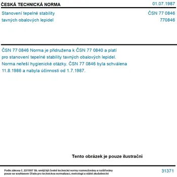 ČSN 77 0846 - Stanovení tepelné stability tavných obalových lepidel - Tisk