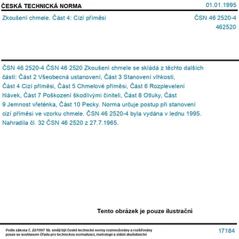 ČSN 46 2520-4 - Zkoušení chmele. Část 4: Cizí příměsi - Tisk