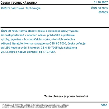 ČSN 80 7005 - Oděvní názvosloví. Technologie - Tisk