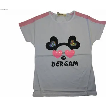 Dívčí bílé tričko s hlavou a srdíčky 146