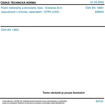 ČSN EN 13651 - Půdní melioranty a stimulanty růstu - Extrakce živin rozpustných v chloridu vápenatém / DTPA (CAD) - Tisk