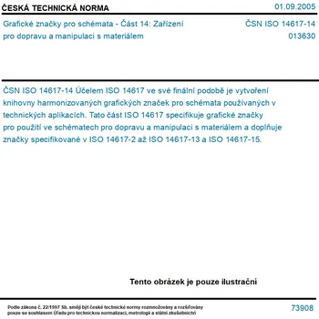 ČSN ISO 14617-14 - Grafické značky pro schémata - Část 14: Zařízení pro dopravu a manipulaci s materiálem - Tisk