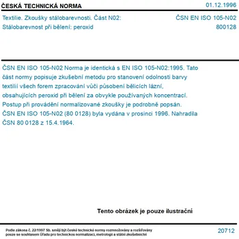 ČSN EN ISO 105-N02 - Textilie. Zkoušky stálobarevnosti. Část N02: Stálobarevnost při bělení: peroxid - Tisk