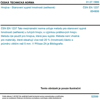 ČSN EN 1237 - Hnojiva - Stanovení sypné hmotnosti (setřesné) - Tisk
