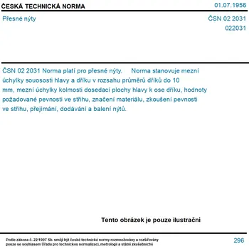 ČSN 02 2031 - Přesné nýty - Tisk