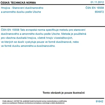 ČSN EN 15558 - Hnojiva - Stanovení dusičnanového a amonného dusíku podle Ulsche - Tisk