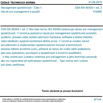 ČSN EN 60300-1 ed. 2 - Management spolehlivosti - Část 1: Návod pro management a použití - Tisk