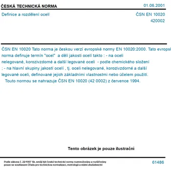 ČSN EN 10020 - Definice a rozdělení ocelí - Tisk