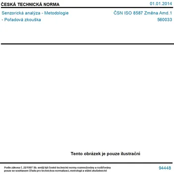 ČSN ISO 8587 Změna Amd.1 - Senzorická analýza - Metodologie - Pořadová zkouška - Tisk