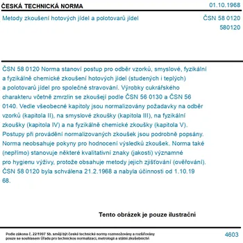 ČSN 58 0120 - Metody zkoušení hotových jídel a polotovarů jídel - Tisk