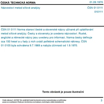 ČSN 01 0111 - Názvosloví metod síťové analýzy - Tisk