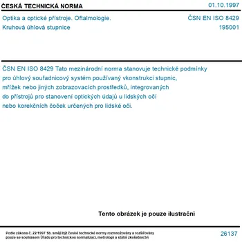 ČSN EN ISO 8429 - Optika a optické přístroje. Oftalmologie. Kruhová úhlová stupnice - Tisk