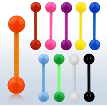 Piercing Piercingate Piercing do jazyka PCI00340 - Barva/Motiv: Červená, Délka tyčky: 16 mm, Kuličky: 6 mm, Průměr tyčky: 1,6 mm