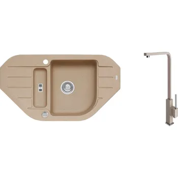 Granitový dřez Kuchyňský set Alveus NIAGARA 60 + baterie AFRA Barva: béžová, Označení: Beige + Dárek