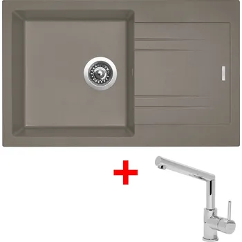 Granitový dřez Set Sinks LINEA 780 + MIX 350P chrom Barva: Šedobéžová, Označení: Truffle + Dárek