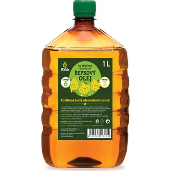 Rostlinný olej JK Oils Řepkový olej lisovaný za studena 1 l