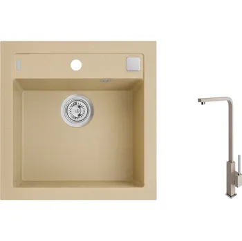 Granitový dřez Kuchyňský set Alveus FORMIC 20 + baterie AFRA Barva: béžová, Označení: Beige + Dárek