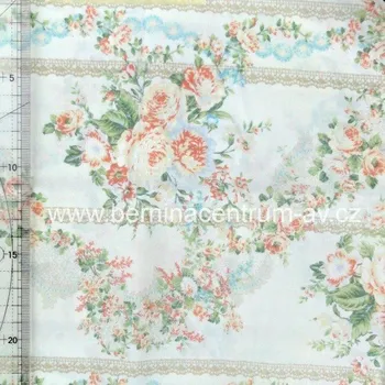 Quilt Gate 4523-107 japonská květovaná ecry bavlněná látka patchwork