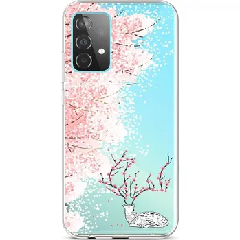 Pouzdro na mobilní telefon Kryt Samsung A52 silikon Blooming Deer (obal neboli pouzdro na Samsung A52)