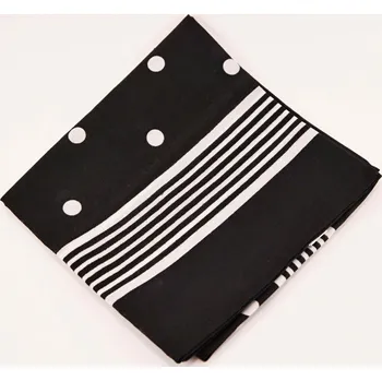 Šátek Bavlněné šátky s puntíky a pruhy - více barev - rozměr 70 cm x 70 cm černé puntíky a pruhy