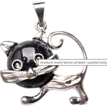 Přívěsek Přívěsek Kočka - Avanturín modrý (Přívěsek s kočkou)