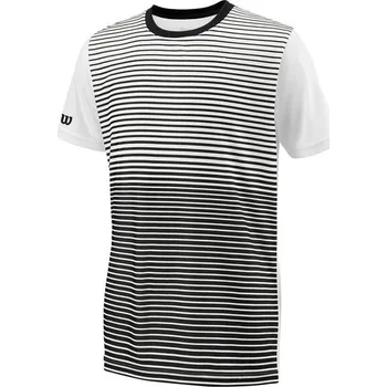 Dětské tenisové tričko Wilson Team Striped Crew, black - L WILSON - Výprodej