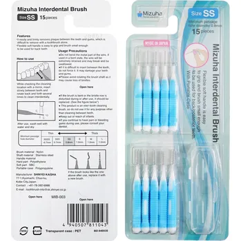 Zubní kartáček Mizuha SS mezizubní kartáčky 0,8 mm modré 15 ks