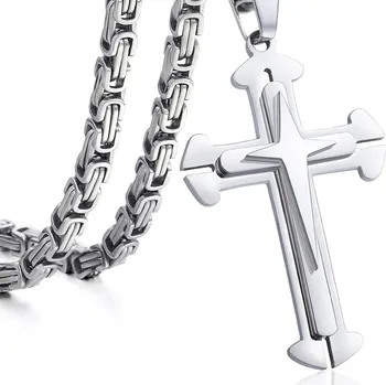 Náhrdelník B-TOP Pánský náhrdelník KŘÍŽ - nerez ocel Délka: 90 cm