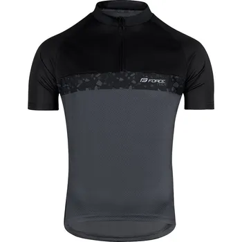 cyklistický dres dres FORCE ROCK krátký rukáv, šedo-černý S