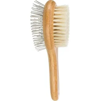 Kartáč pro zvířata Trixie Kartáč oboustranný, přírodní štětiny / drátěné štětiny, bambus 6 x 22 cm