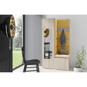 Předsíňová stěna Eka Předsíňová stěna s čalouněnými panely Trinity 13 - Sonoma / Žlutá 2318