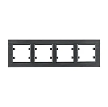 Elektrická zásuvka HAGER Rámaček LUMINA Passion WL9243 4násobný vodorovný IP20 hliník černá WL9243