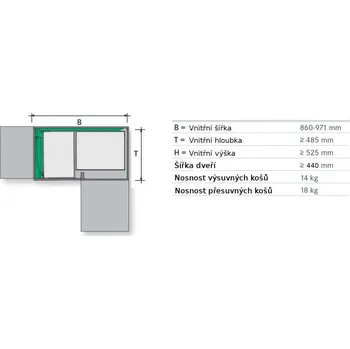 Nábytkové kování KESSEBÖHMER KESSEBÖHMER- MAGIC CORNER rám pro roh 900- 1000 mm antracit Varianta: Pravý