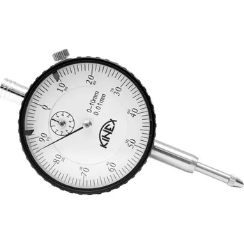 Úchylkoměr číselníkový KINEX 0-10 mm/60 mm/0,01 mm - s uchycením, ČSN 25 1820