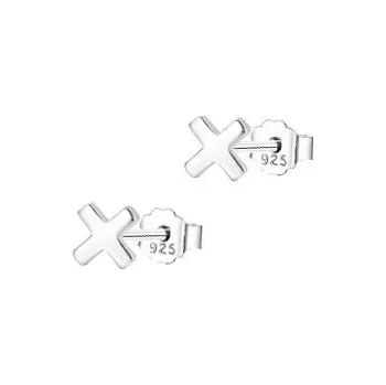 Náušnice NUBIS® Minimalistické stříbrné náušnice X - NB-3551